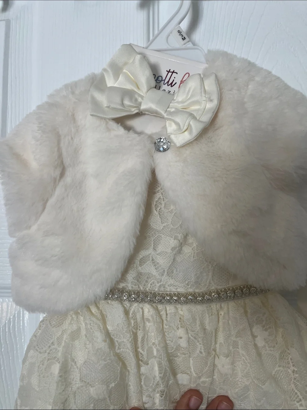 White Lace Dress with Crystals